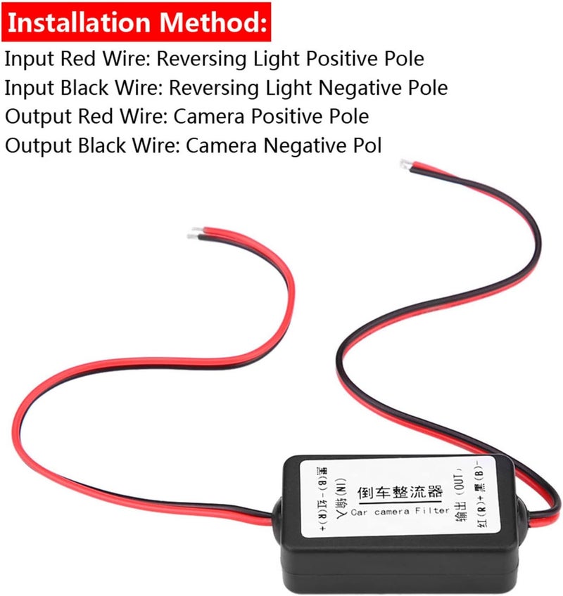 Chazcool Car Camera Filter, Rear View Rectifier for Germany American Car Series, 12V DC Power Relay Capacitor Filter Connector for Backup Camera - Image 4